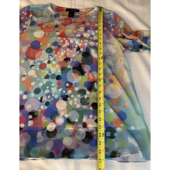 ALI MILES Colorful Polka Dot Blouse Women Large Bell Sleeve Sheer Tunic Top Art - Picture 11 of 11